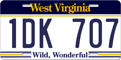 WV license plate 1DK707