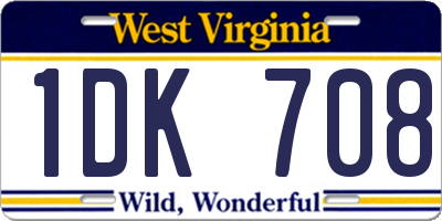 WV license plate 1DK708