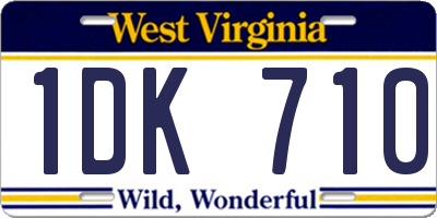 WV license plate 1DK710