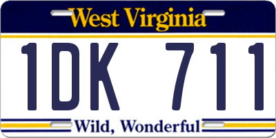 WV license plate 1DK711