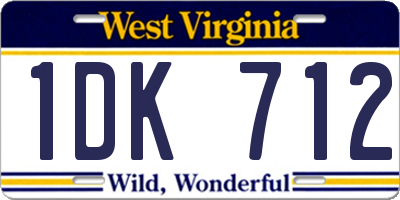 WV license plate 1DK712