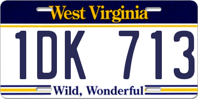 WV license plate 1DK713