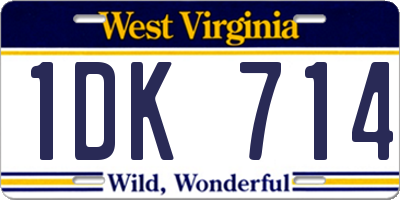 WV license plate 1DK714