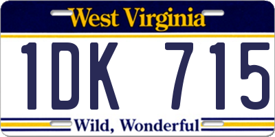 WV license plate 1DK715