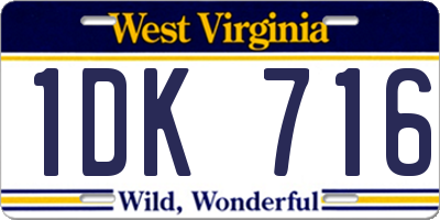 WV license plate 1DK716