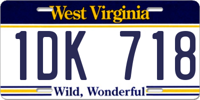 WV license plate 1DK718