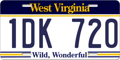 WV license plate 1DK720