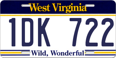 WV license plate 1DK722