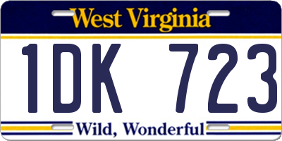 WV license plate 1DK723