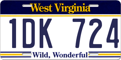 WV license plate 1DK724