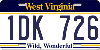 WV license plate 1DK726