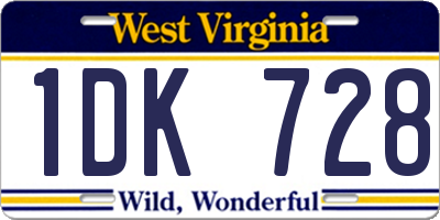 WV license plate 1DK728