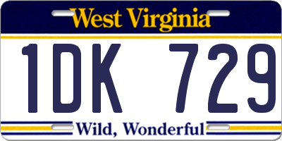 WV license plate 1DK729
