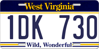WV license plate 1DK730