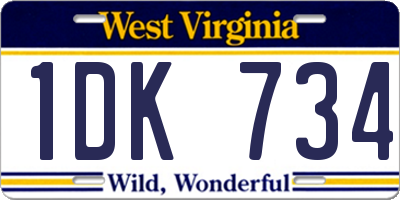 WV license plate 1DK734