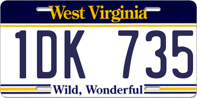 WV license plate 1DK735