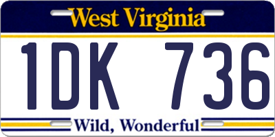 WV license plate 1DK736