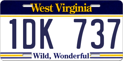 WV license plate 1DK737