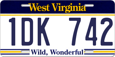 WV license plate 1DK742