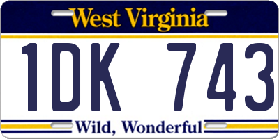 WV license plate 1DK743