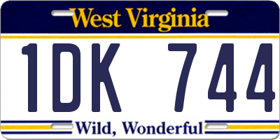 WV license plate 1DK744