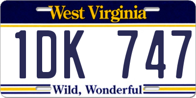 WV license plate 1DK747