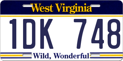 WV license plate 1DK748