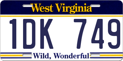 WV license plate 1DK749