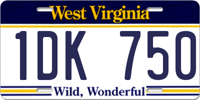 WV license plate 1DK750