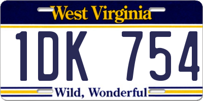 WV license plate 1DK754