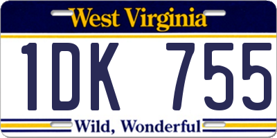 WV license plate 1DK755