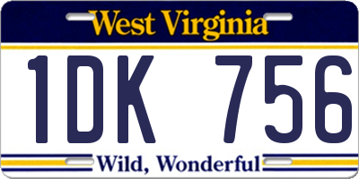WV license plate 1DK756