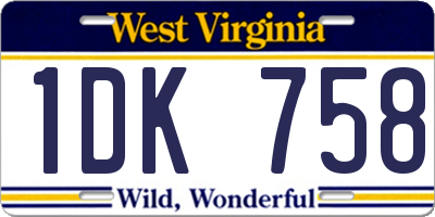WV license plate 1DK758