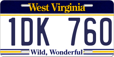 WV license plate 1DK760