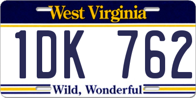 WV license plate 1DK762