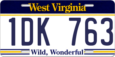 WV license plate 1DK763