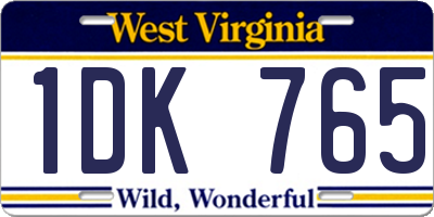 WV license plate 1DK765