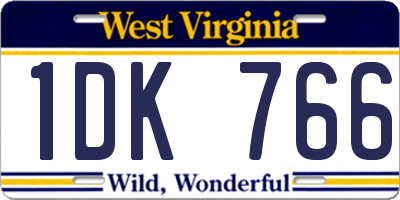 WV license plate 1DK766