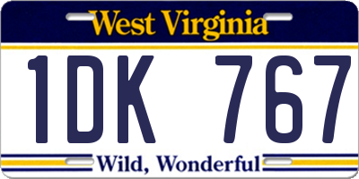 WV license plate 1DK767