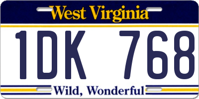 WV license plate 1DK768