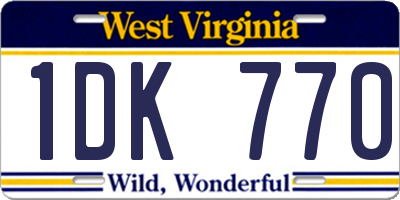 WV license plate 1DK770
