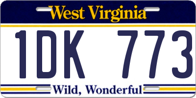 WV license plate 1DK773