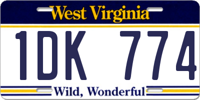 WV license plate 1DK774