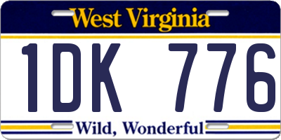 WV license plate 1DK776
