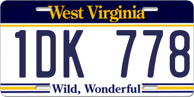 WV license plate 1DK778
