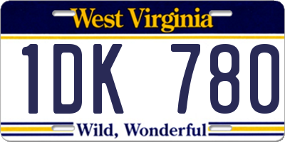 WV license plate 1DK780