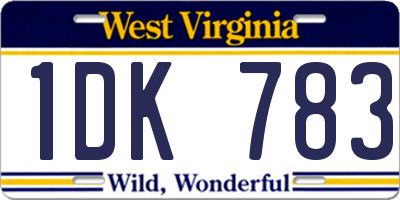 WV license plate 1DK783