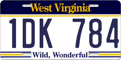WV license plate 1DK784