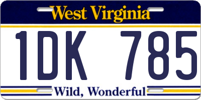 WV license plate 1DK785