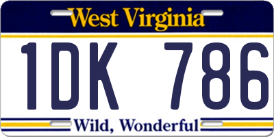 WV license plate 1DK786